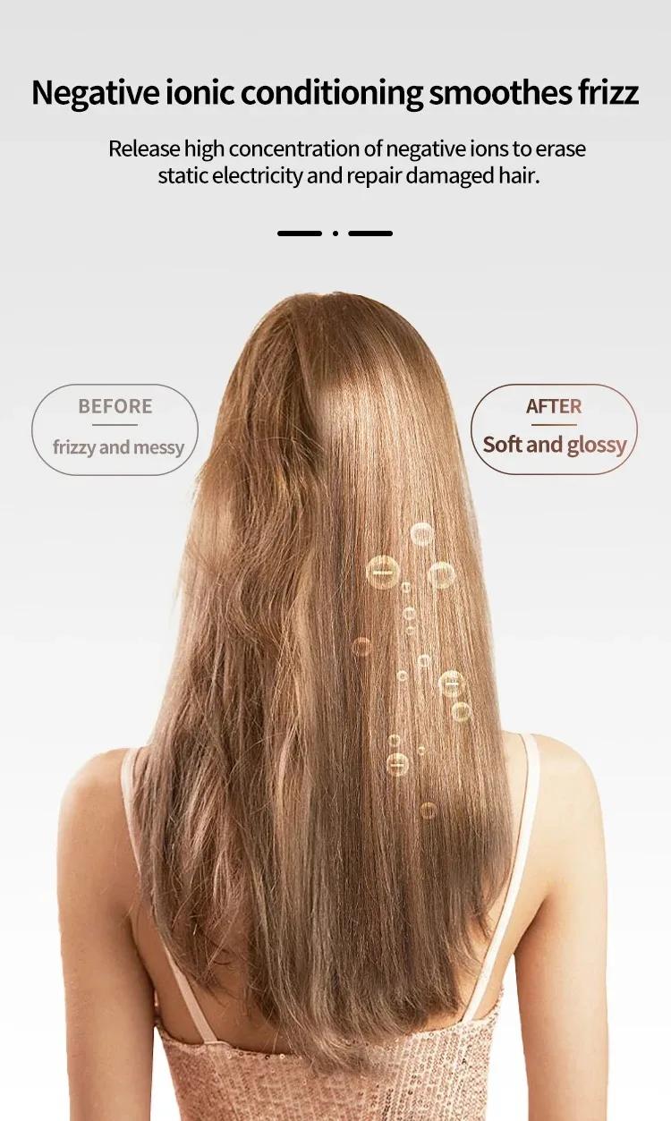 Lisseur de cheveux 2 en 1 pour sécher et lisser avec chauffage à température constante pour lisser l