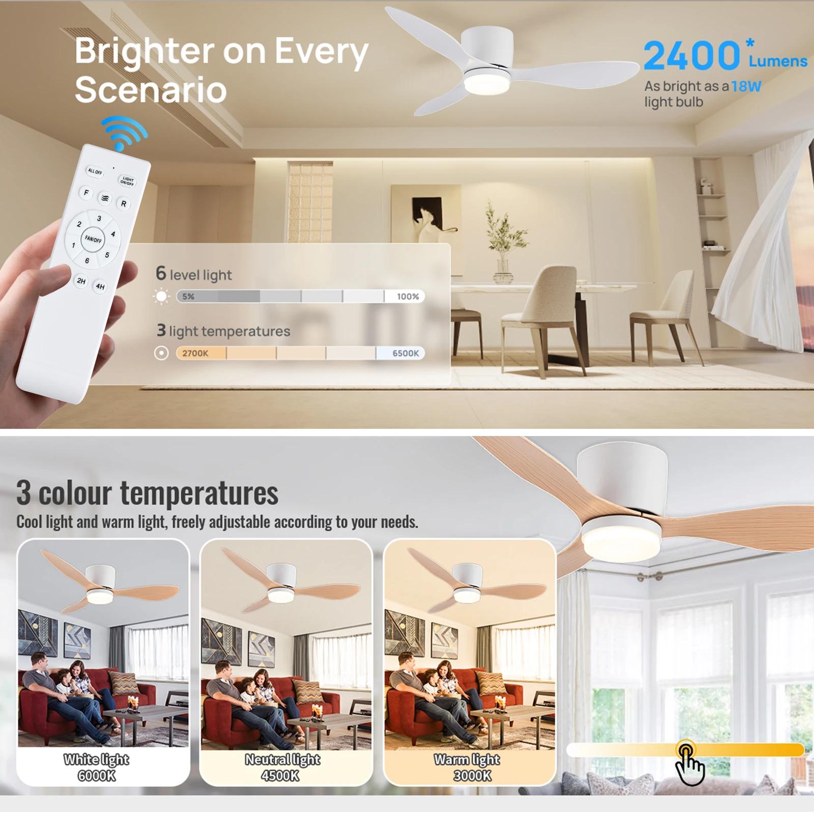 IRALAN ventilateur de plafond moderne avec lumière LED moteur à courant continu grand Volume d'air t