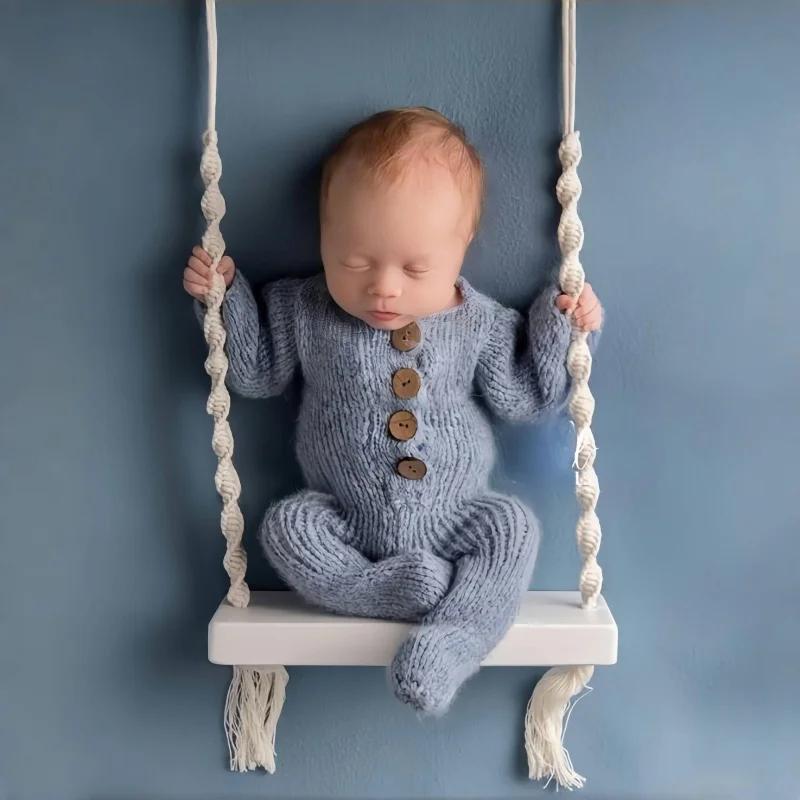 Accessoires de photographie pour bébé, chaise pivotante pour nouveau-né, meubles en bois pour nourri