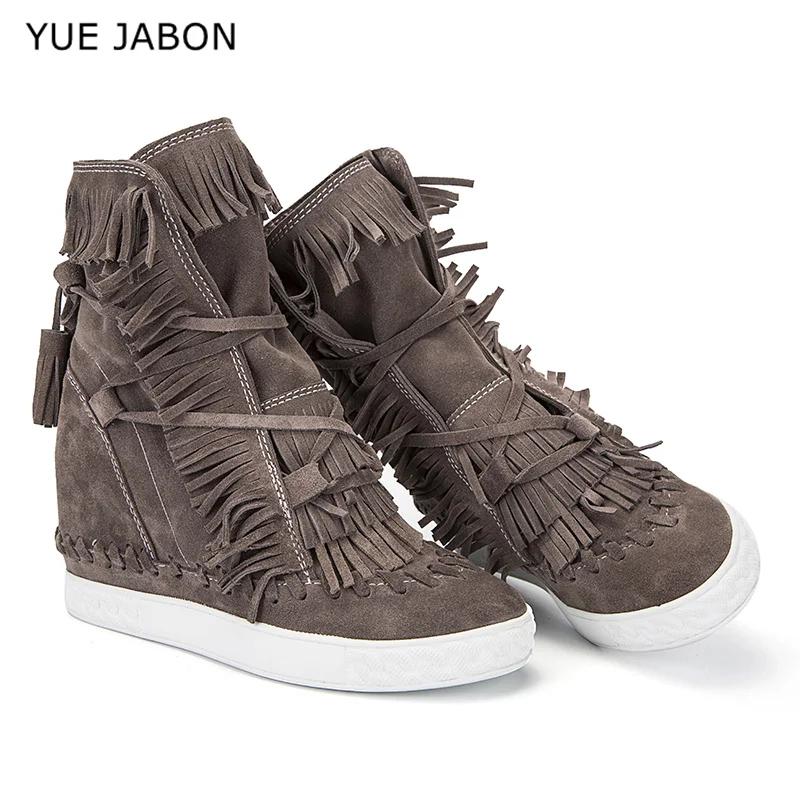 Bottes de rinçage en daim pour femmes, cuir véritable, haut, pompon, dames, recommande d'augmenter l