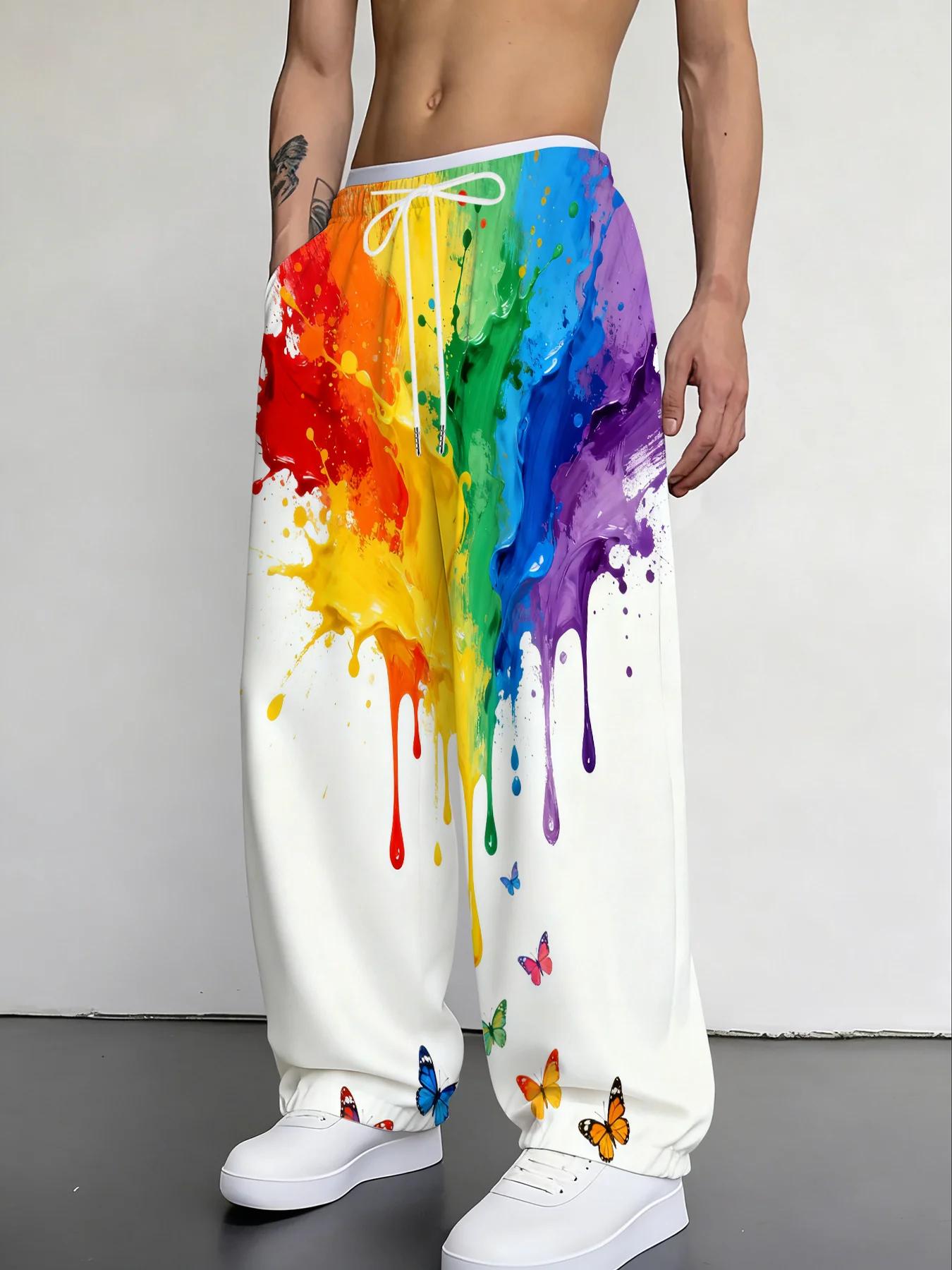 Nouveau style cool, pantalon de sport décontracté à séchage rapide avec imprimé étoile arc-en-ciel f