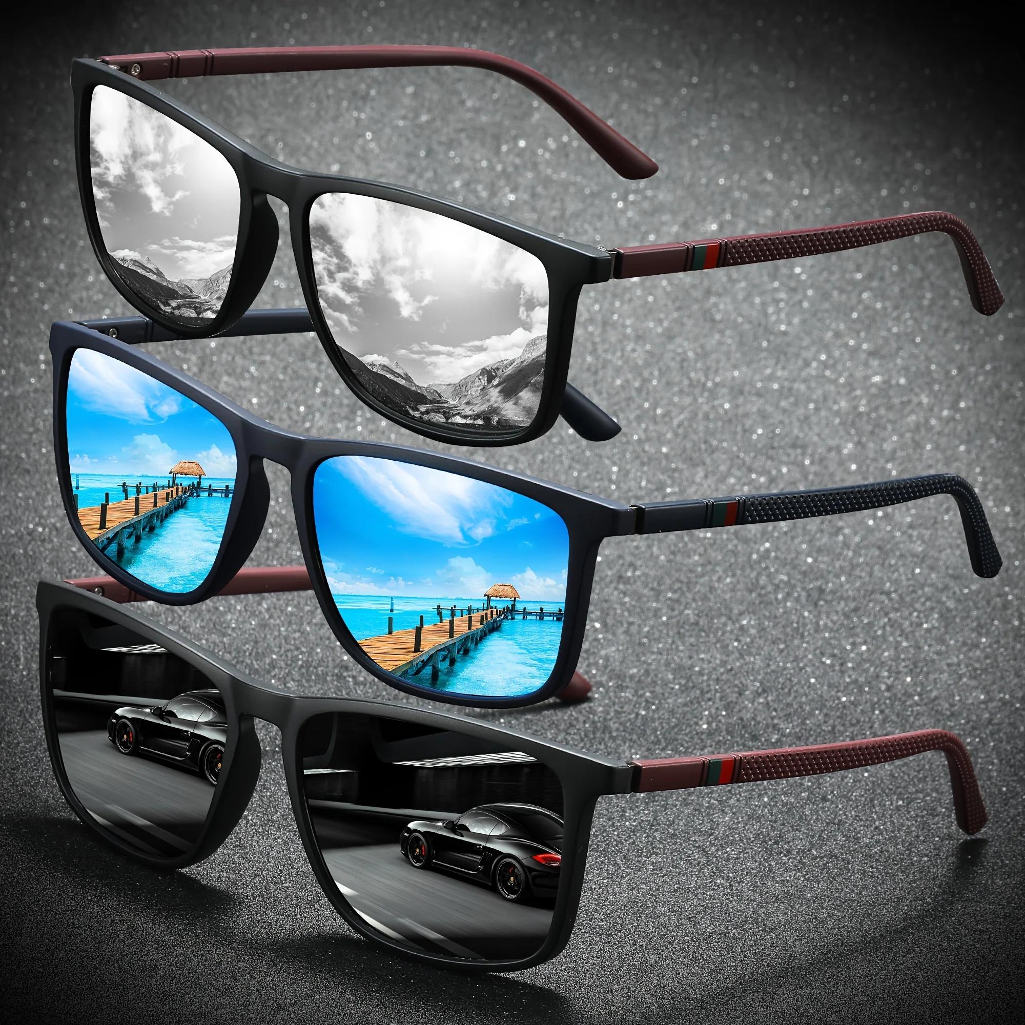 Lunettes de soleil polarisées carrées 2023, Anti-éblouissement, pour fête d'été, vacances, voyage, c