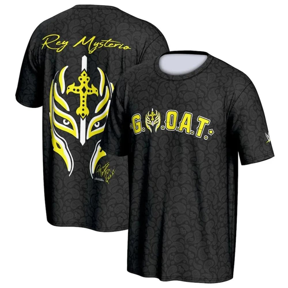 T-shirt d'été pour hommes et enfants, impression 3D, célèbre lutteur Rey Mysterio, col rond, style s
