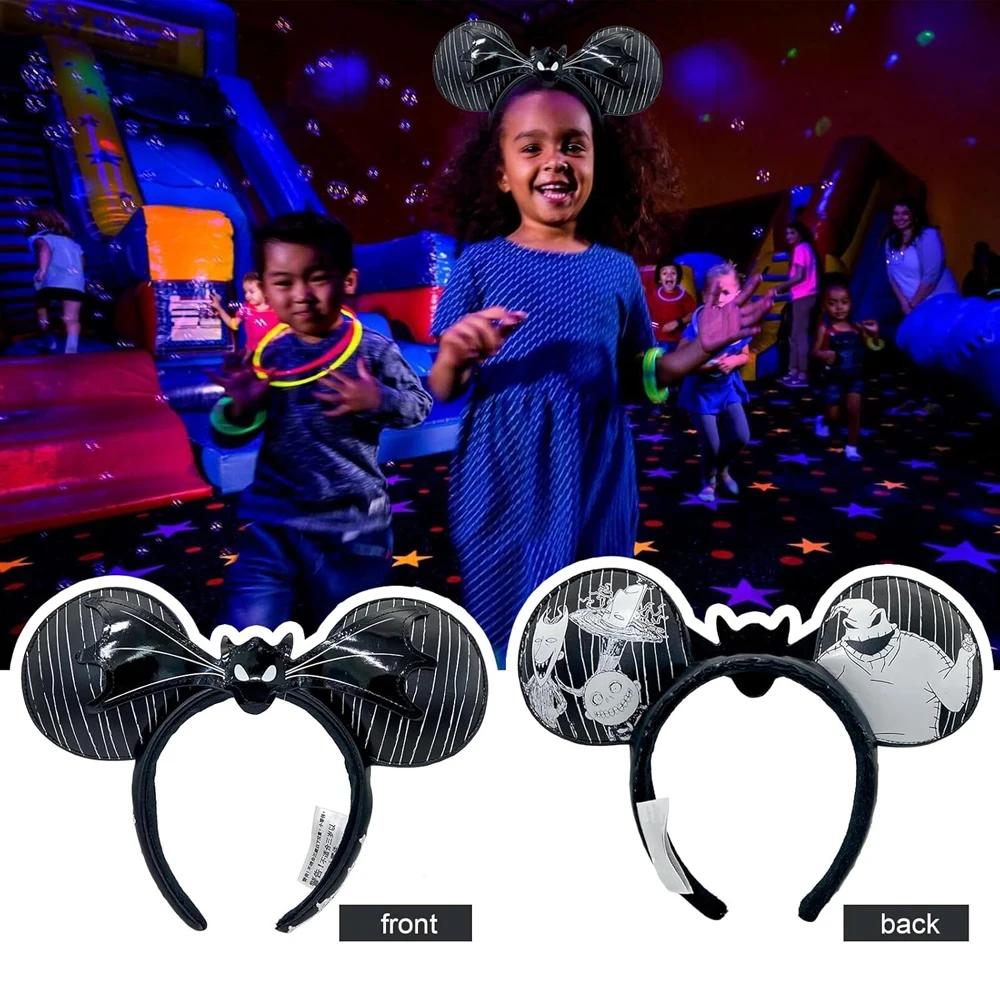 Disney Mickey bandeau PU noir chauve-souris oreilles bandeau noël pain d'épice Cosplay bandeau Disne