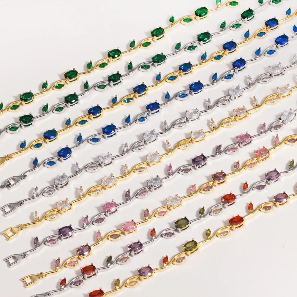 Bracelets de marque en zircone cubique pour femmes, bijoux de mariée, demoiselle d'honneur, cadeau p