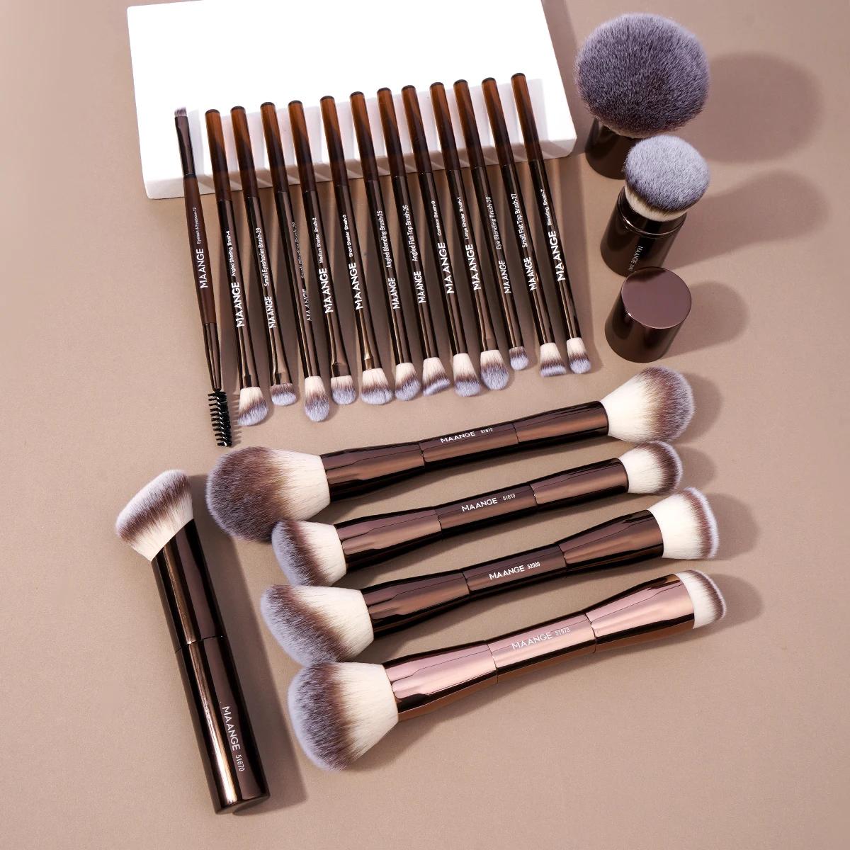 MAANGE 20 pièces/ensemble pinceaux de maquillage professionnels Double extrémité fond de teint corre