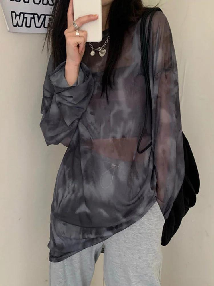 T-shirt à Manches sulfpour Femme, Vêtement Confortable et Chic, Minimaliste, Harajuku, Printemps
