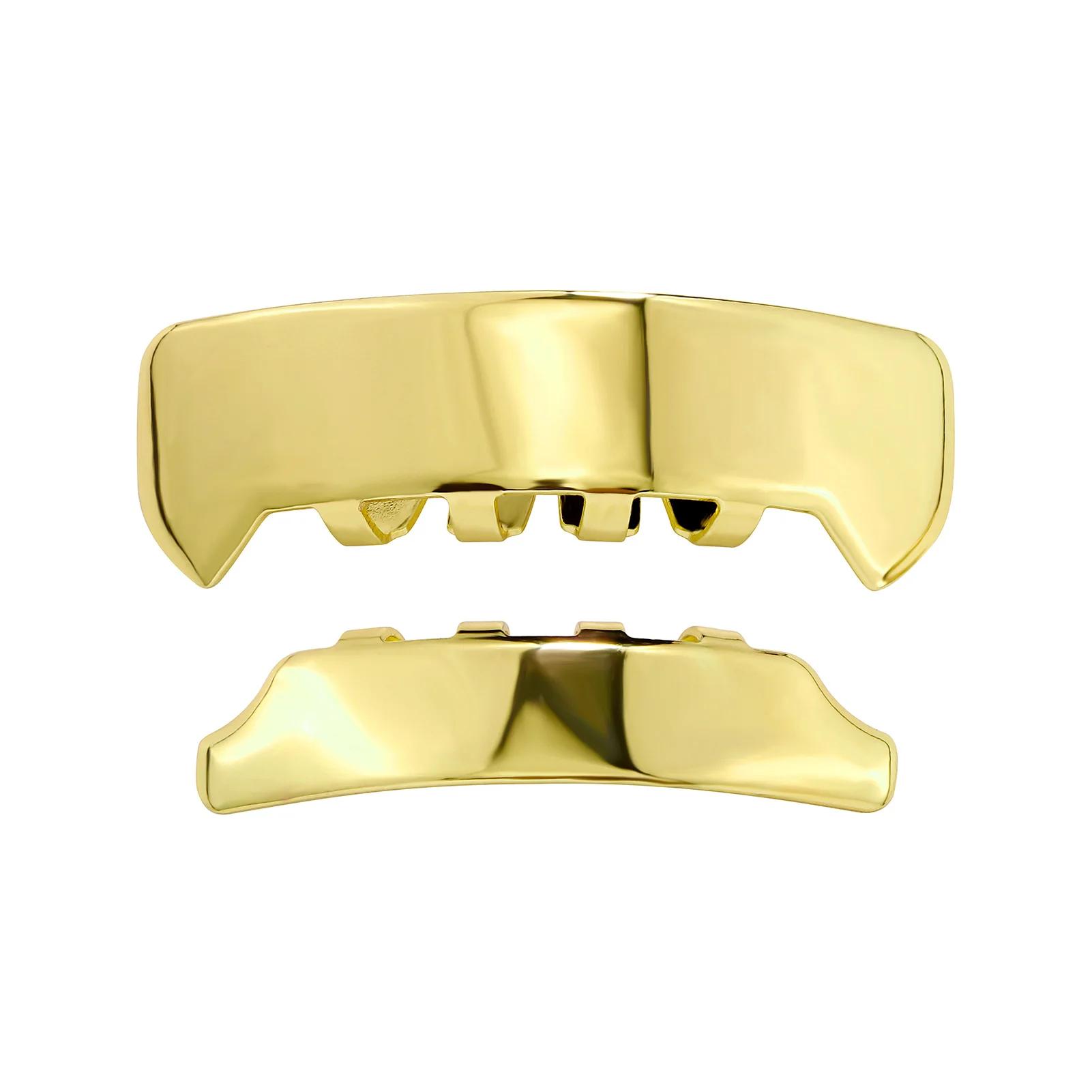 JINAO Hip Hop Grillz 8 dents, surface lisse, pour hommes et femmes, haut et bas, brillant, style yeh