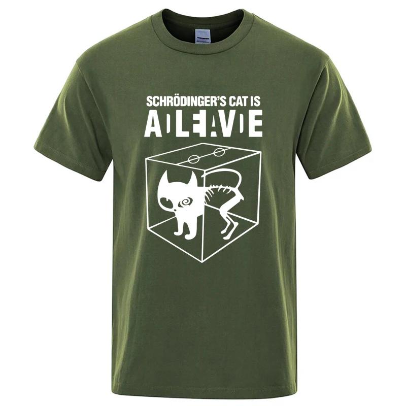 T-shirt homme Top qualité coton Schrodinger chat imprimé été à manches courtes hommes T-shirt décont