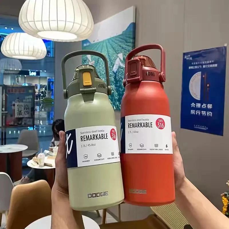 Gobelet Thermo bouteille grande capacité avec paille bouteille d'eau thermique en acier inoxydable t