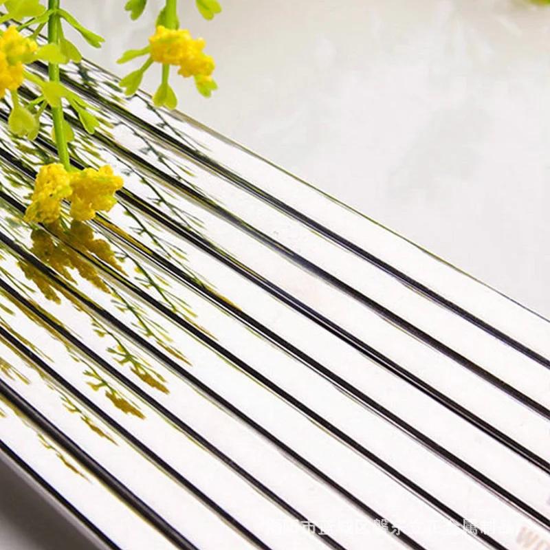 Baguettes plates chinoises coréennes, 5 paires, bâtons en acier inoxydable de haute qualité, accesso