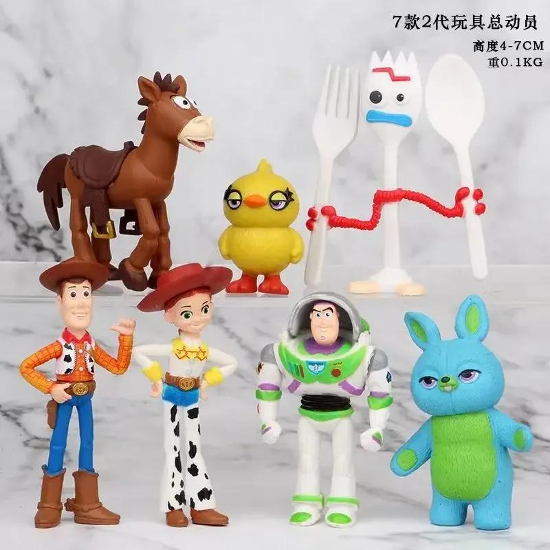 Hot 7 pièces/ensemble Toy Story 4 figurines jouets Woody Jessie Buzz l'éclair Forky cochon ours Figu