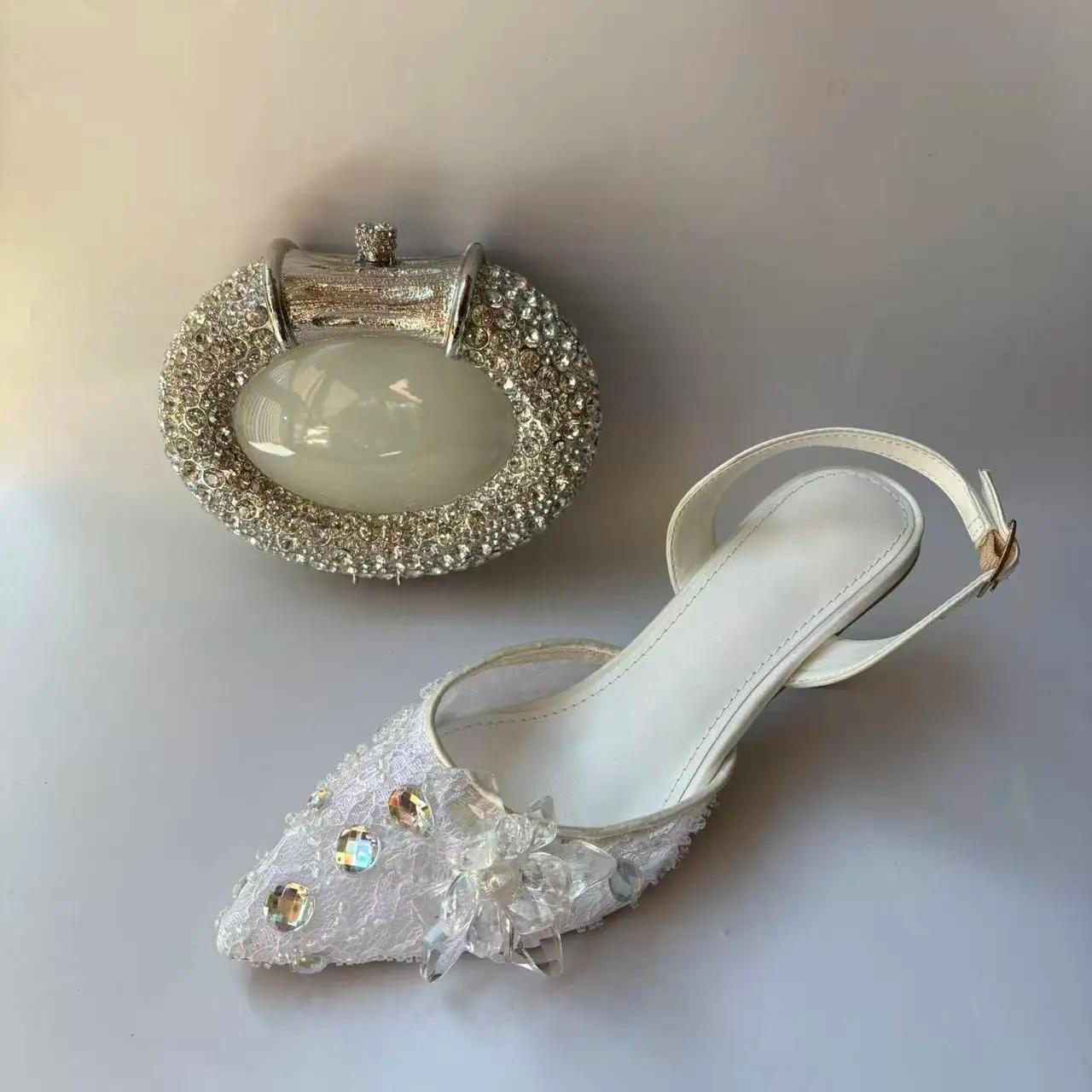 LNATISNOVA – sandales à bout pointu et sacs à main pour femmes, escarpins à talons hauts avec pochet