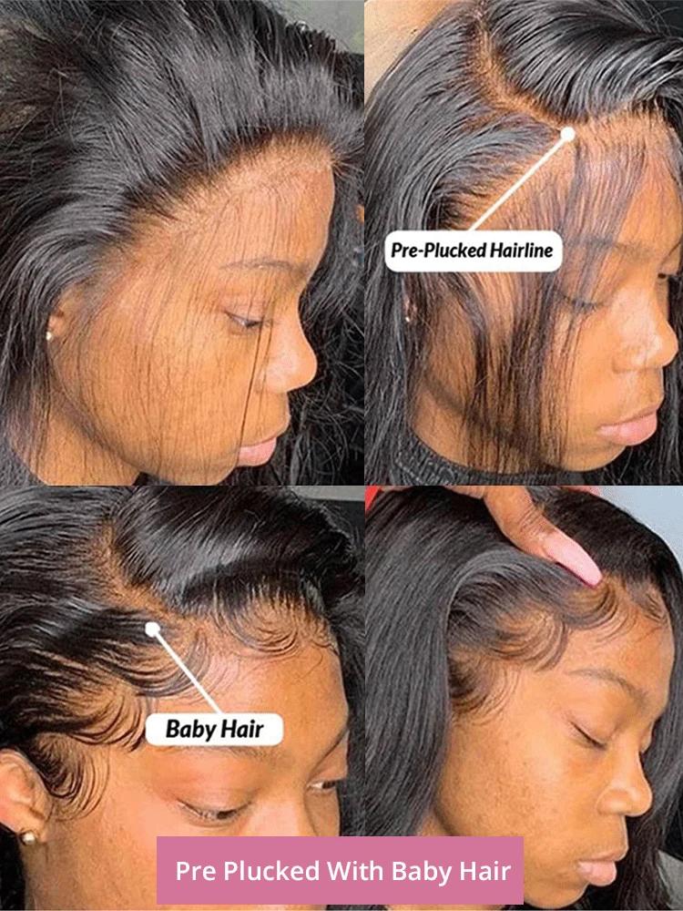 Perruque sans colle cheveux humains prêt à porter vague de corps 13x4 dentelle avant 6x4 fermeture p