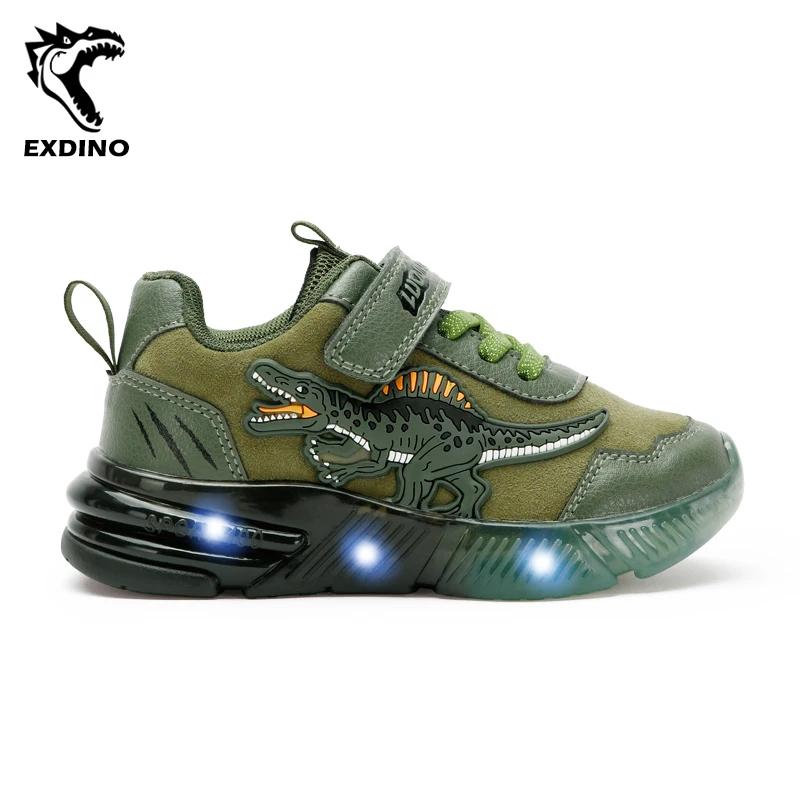 EXDINO-Baskets lumineuses à LED pour petits enfants, chaussures de sport décontractées, plonger oyan