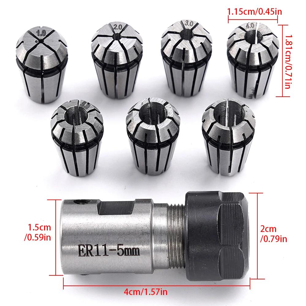 Tige d'extension de diamètre intérieur de moteur 8 pièces/ensemble ER11A 5mm + 7x1mm-7mm ER11, suppo
