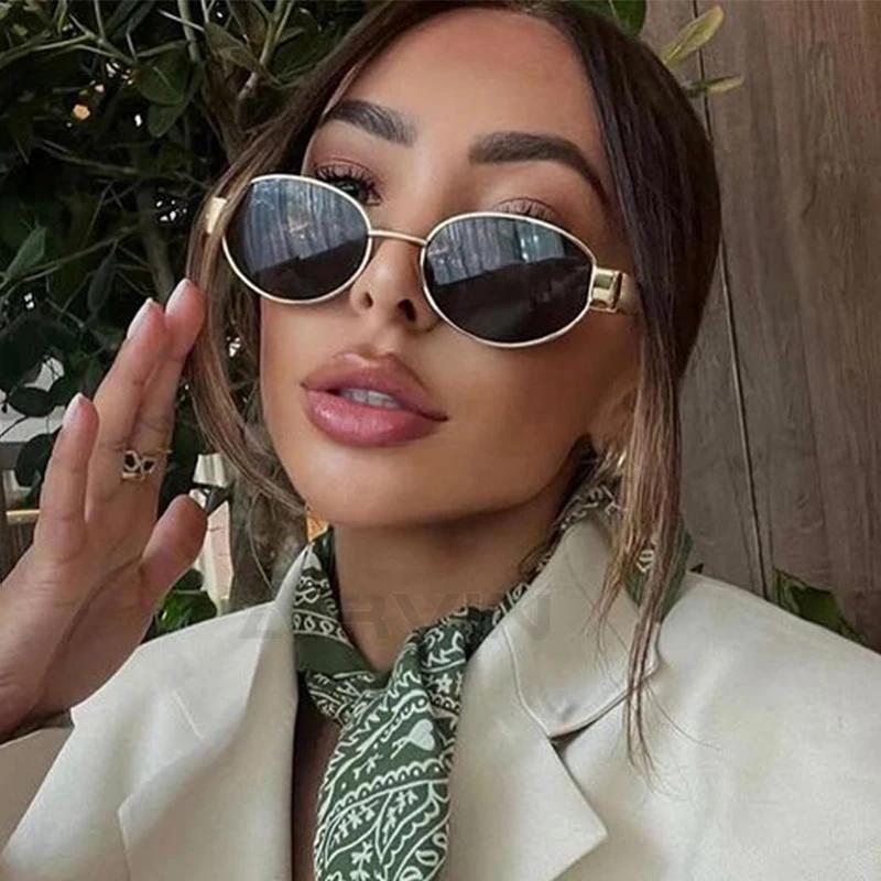 Lunettes de soleil ovales pour femmes, petites lunettes de soleil tendance, Design de luxe, monture 