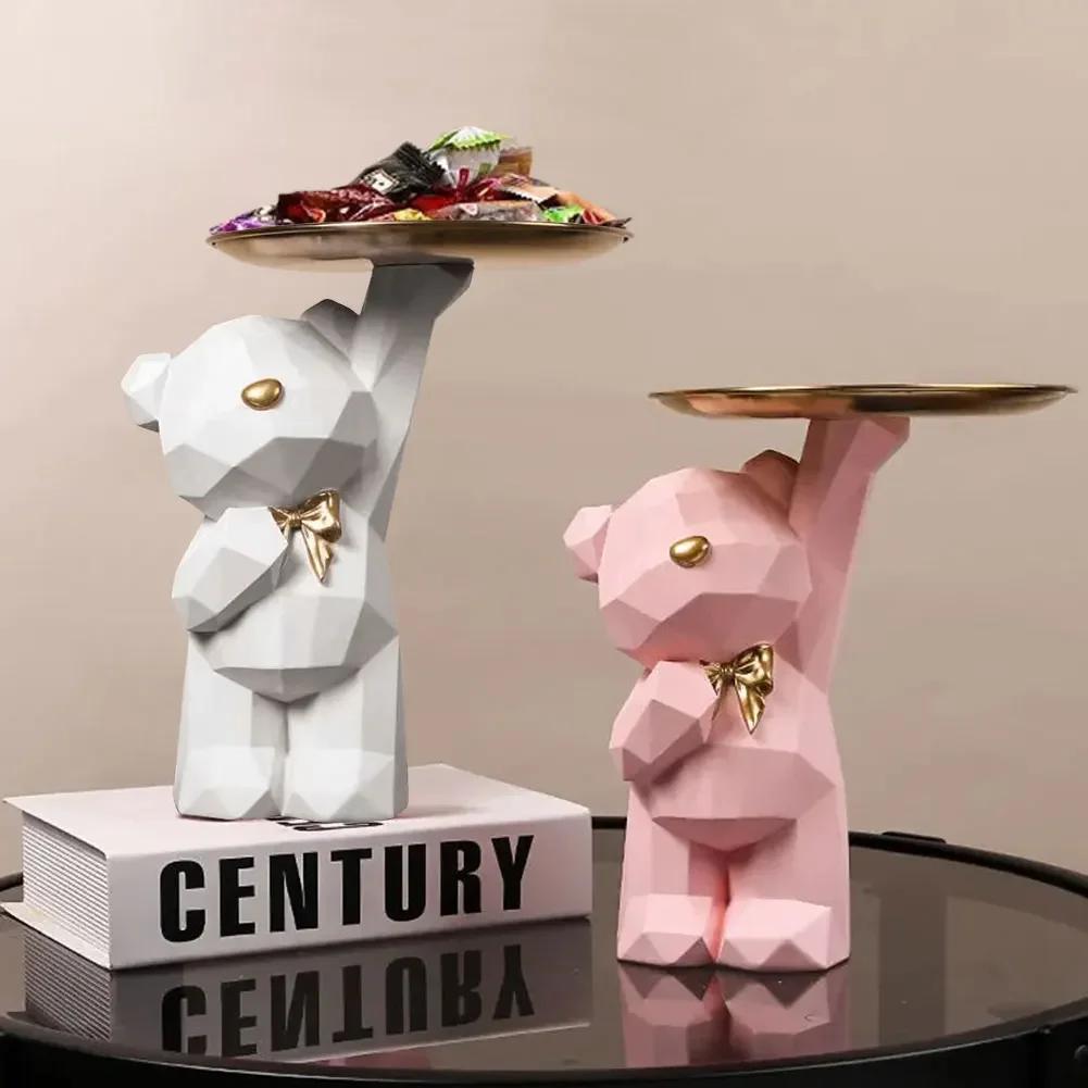 Statue d'ours géométrique en résine, décoration de table, décor d'artisanat d'entrée, bureau, café, 