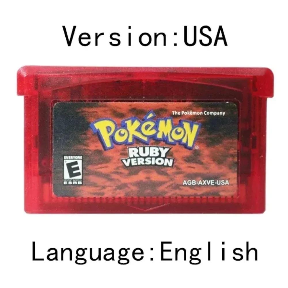 Cartouche de jeu vidéo GBA populaire des états-unis, carte de Console, série Pokemon, émeraude, feui