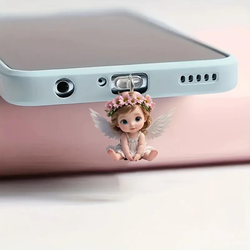 Breloque de téléphone féerique, accessoire de téléphone, connecteur pendentif papillon ange, prise A