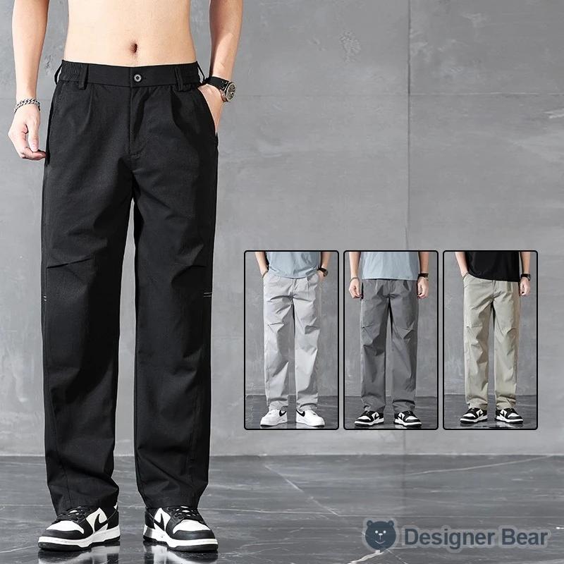 Pantalon long décontracté pour homme, coupe droite, taille élastique, couleur unie, idéal pour le pr