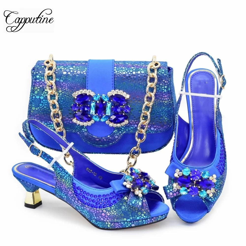 Ensemble de chaussures et sac pour femmes Peach, sandales à talons hauts pour femmes africaines, ass