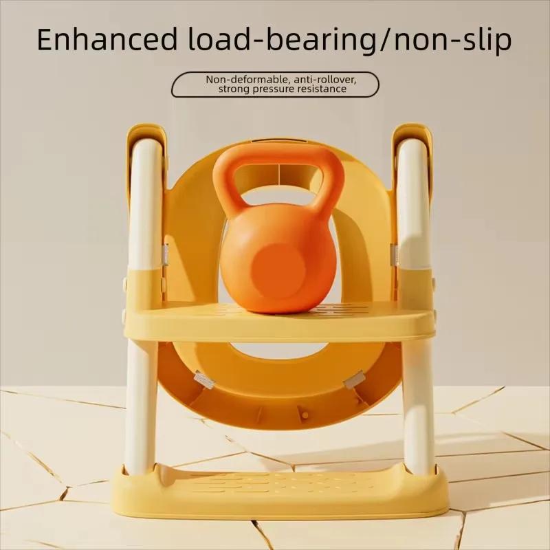 Siège de toilette pliable extra large pour enfants avec marches antidérapantes et coussin respirant 