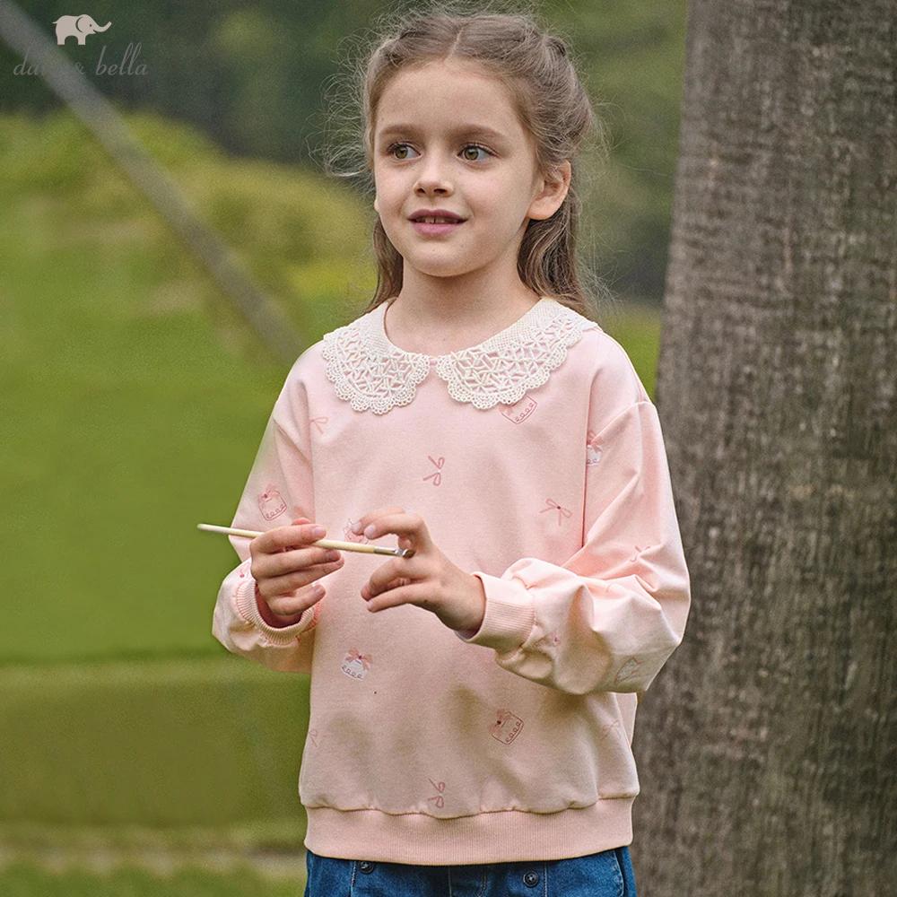 Dave Bella filles à manches longues pull sweat enfants mignon manteau à capuche automne printemps en