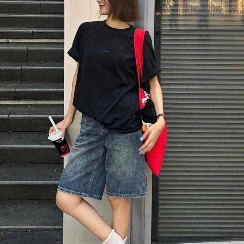 Printemps été femmes décontracté Denim Shorts mode femme jambe large jean court genou longueur Denim