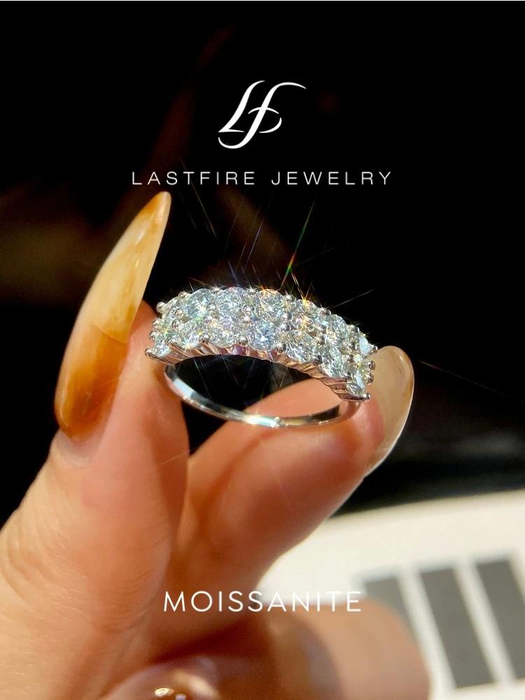 Bague de luxe en moissanite couleur D 1,4 carat pour femme, en argent sterling 925 véritable, pour m