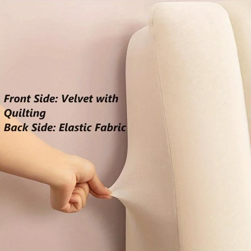 Housse de tête de lit matelassée en peluche courte de haute qualité, couvre-tête de lit de luxe en v