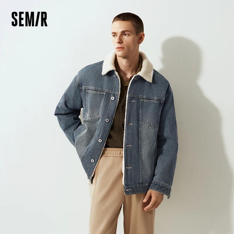 Semir Denim veste hommes hiver coton manteau 2025 nouvelle rue rétro en détresse fausse laine d'agne