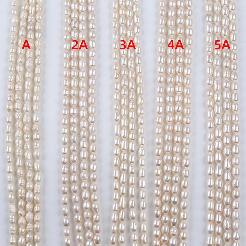 Perles d'eau douce naturelles, perles de riz AAA 5-6mm, perles d'espacement blanches en vrac pour la