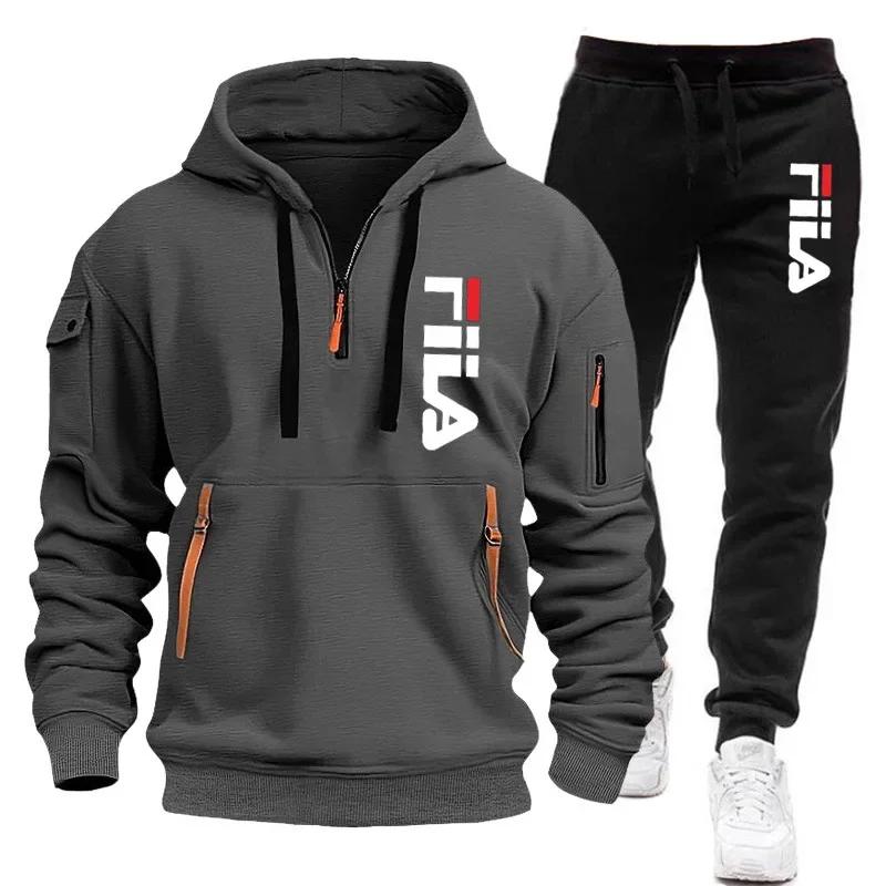 Sweat-shirt à capuche + pantalon décontracté pour hommes, ensemble deux pièces pour l'extérieur, pul