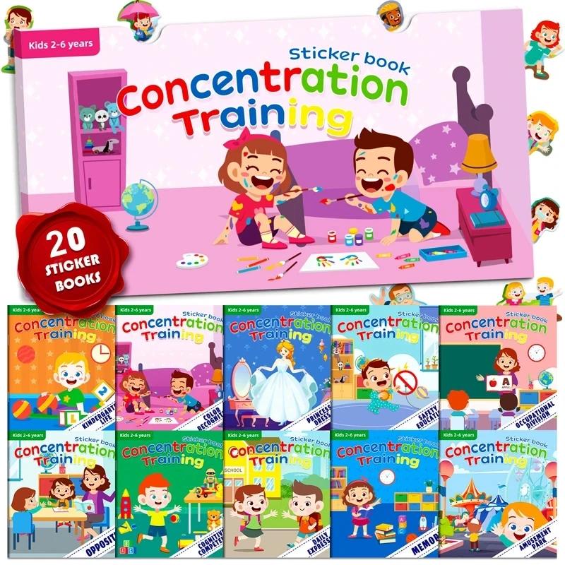 Jouets Montessori, autocollants de dessin animé, livres concentrés sur le développement du potentiel