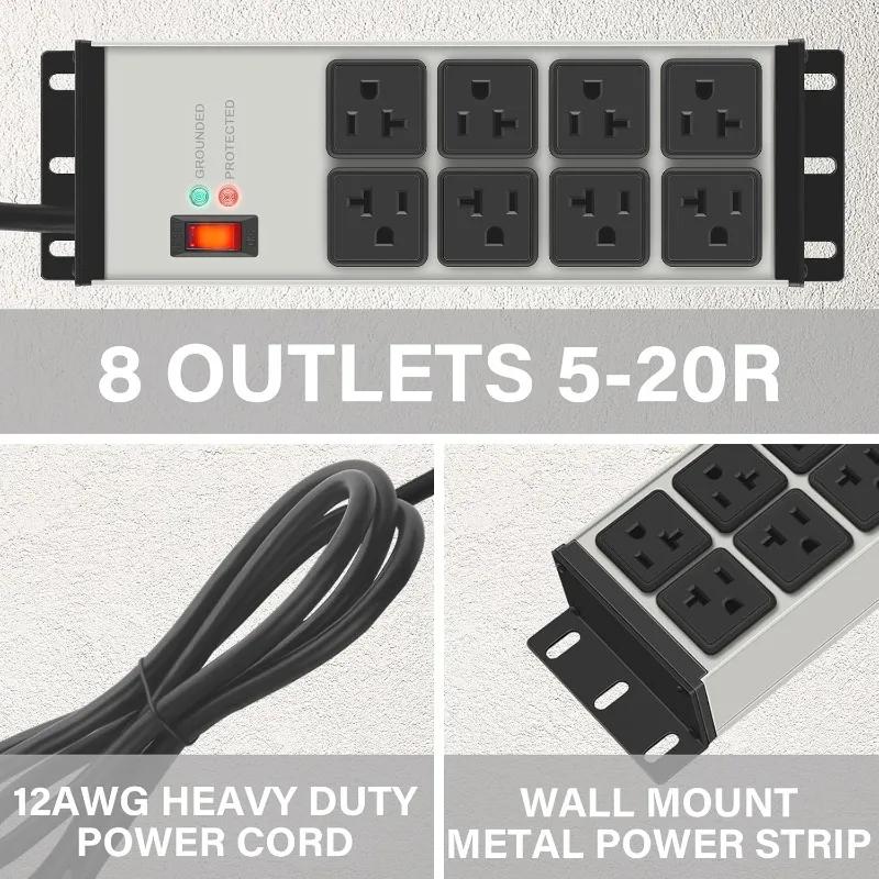 2 pièces multiprise robuste protection contre les surtensions 20 AMP, 8 prises calibre 12 magasin Ga