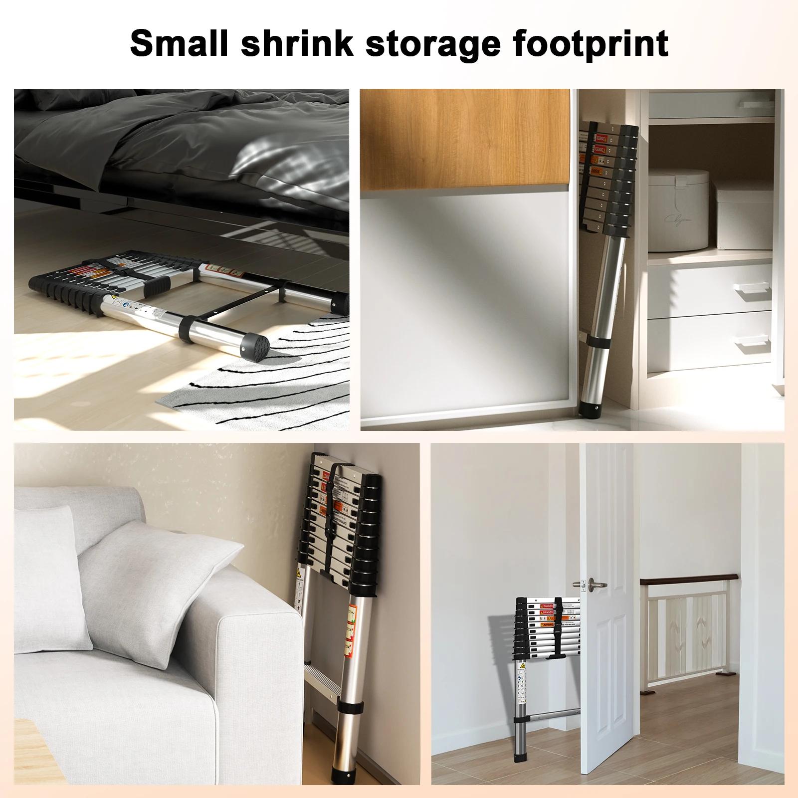 Échelle télescopique en acier inoxydable, charge 150kg, extensible pratique, pour tirer des murs, ch
