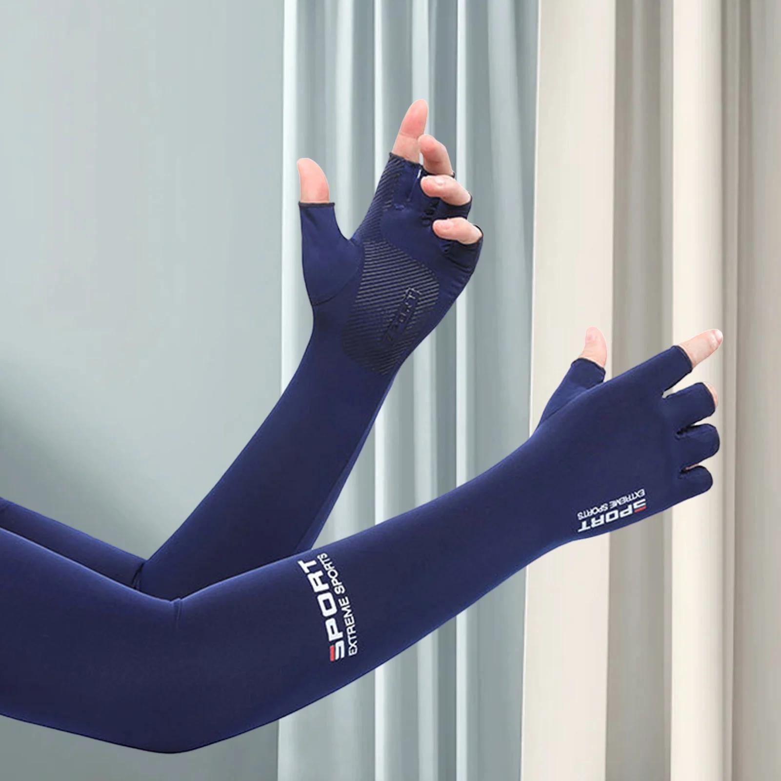 Refroidissement anti-UV d'été ‌ Manchons de bras en soie glacée, couverture extensible et respirante