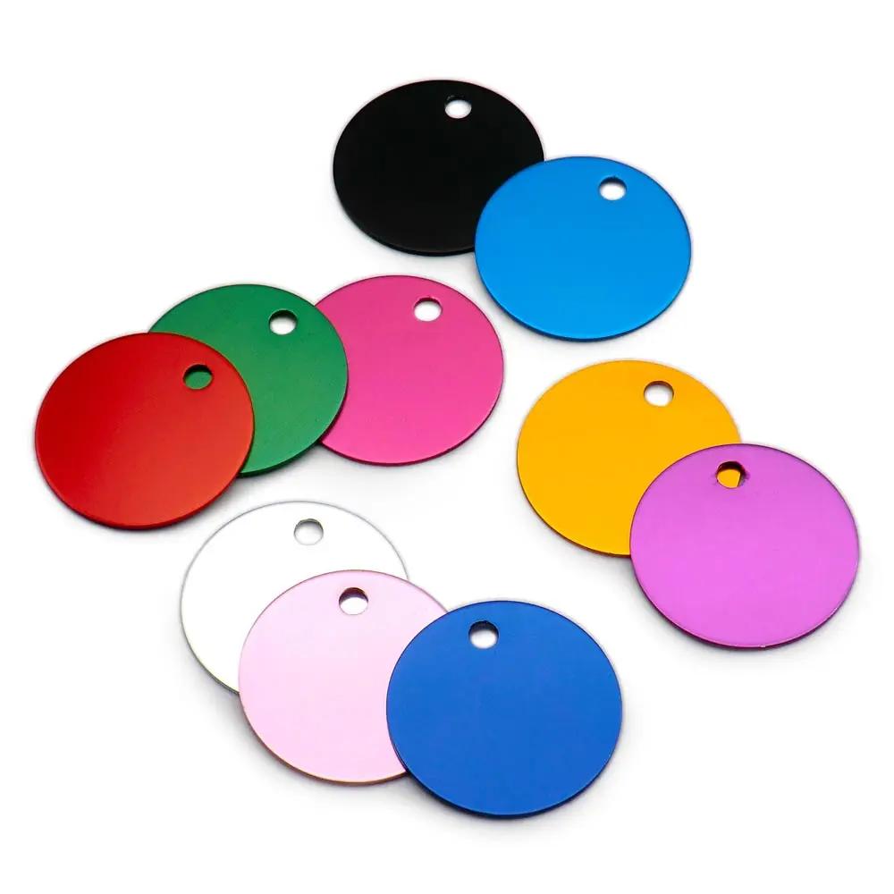 Étiquette d'identification ronde en aluminium pour chien, 100 pièces, nom personnalisé pour chiens e