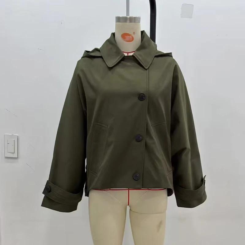 MUJER Trench Coat à capuche pour femme Coupe-vent à manches longues pour femme Nouveau en manteaux e