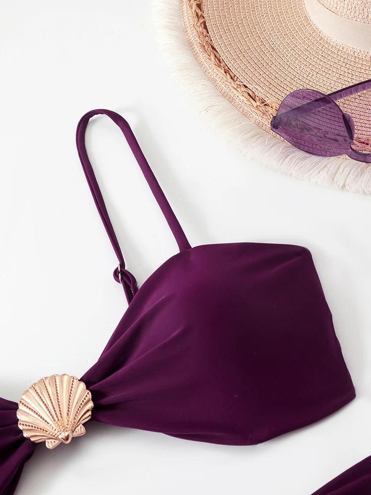 Bikini taille haute pour femmes, maillot de bain deux pièces, bandeau, vêtements de bain pour femmes