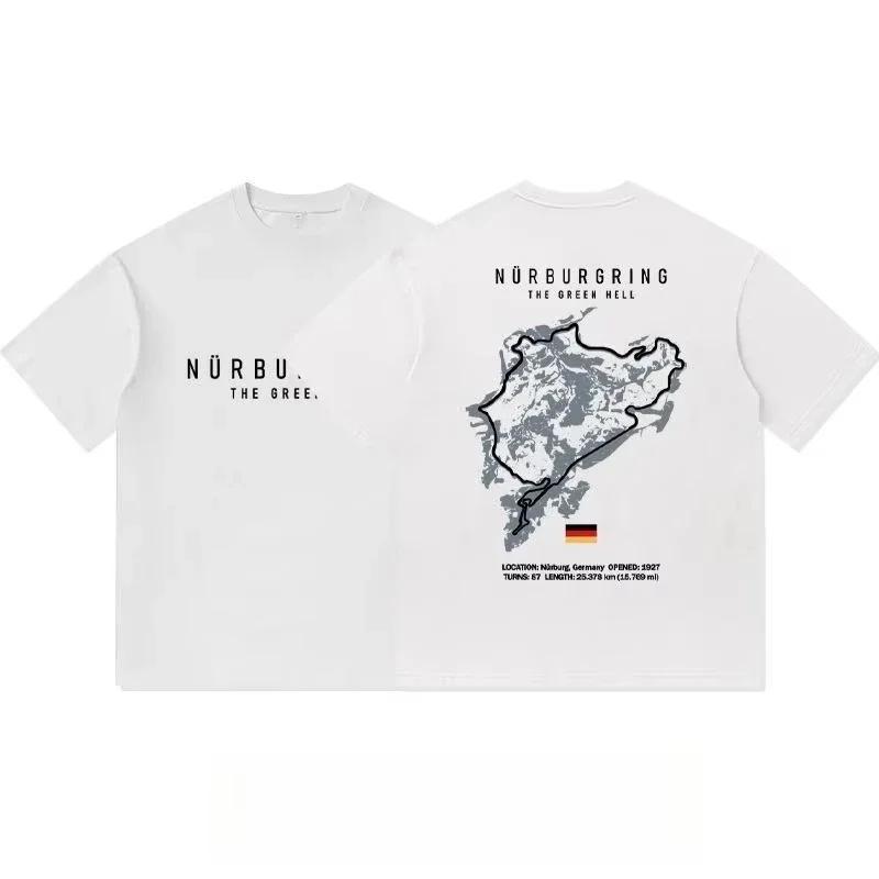 T-shirt à manches courtes en pur coton imprimé avec la carte du circuit North Loop pour hommes, vête