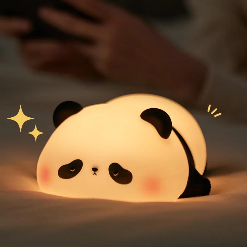 Panda LED veilleuse mignon Silicone veilleuse USB Rechargeable tactile lampe de nuit chambre synchro