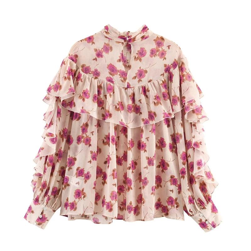 Chemisier Femme 2026 Nouvelle Collection Vintage Tendance Printemps Imprimé Superposé Décoratif Chic