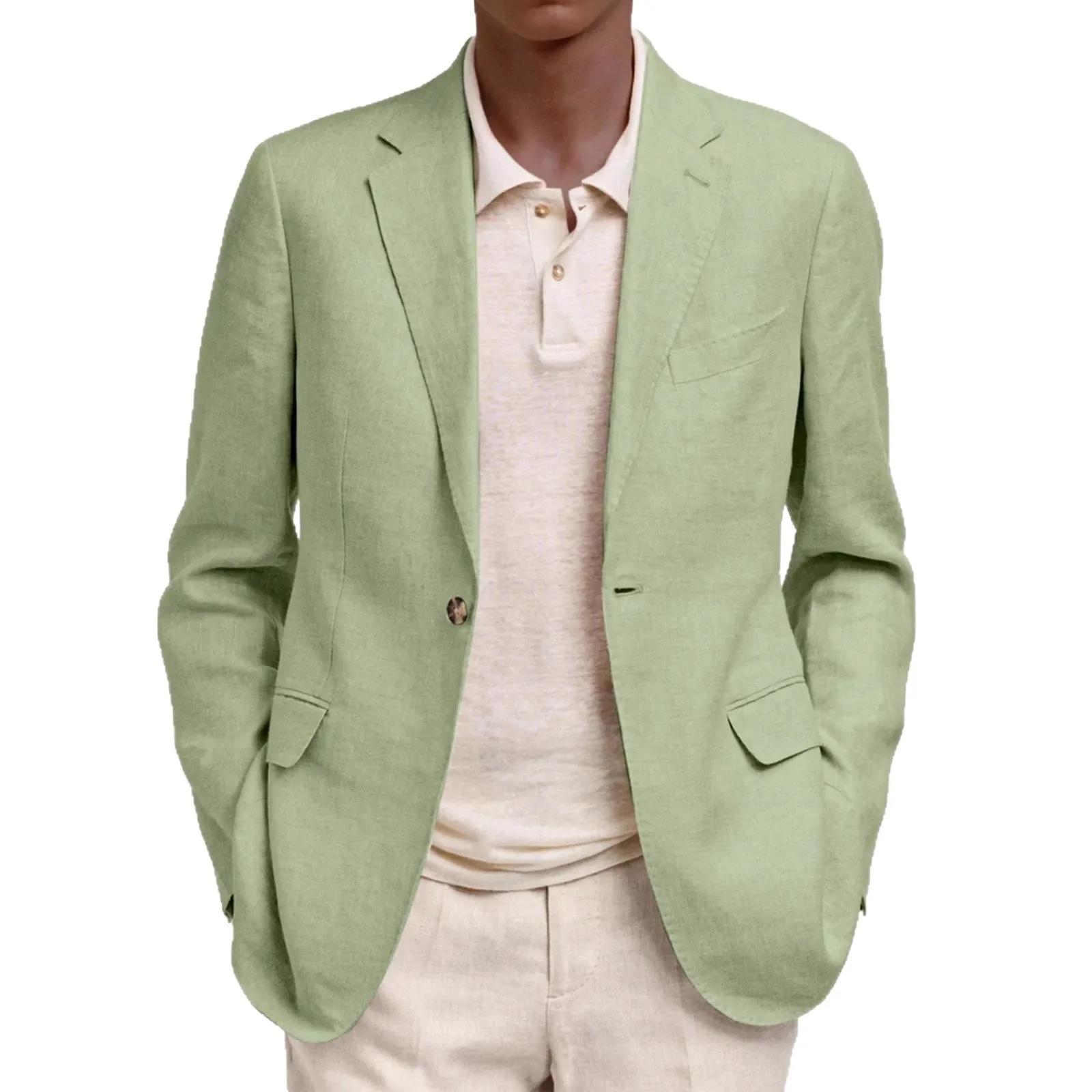 Blazer décontracté pour homme de style européen et américain à manches longues avec col à revers et 
