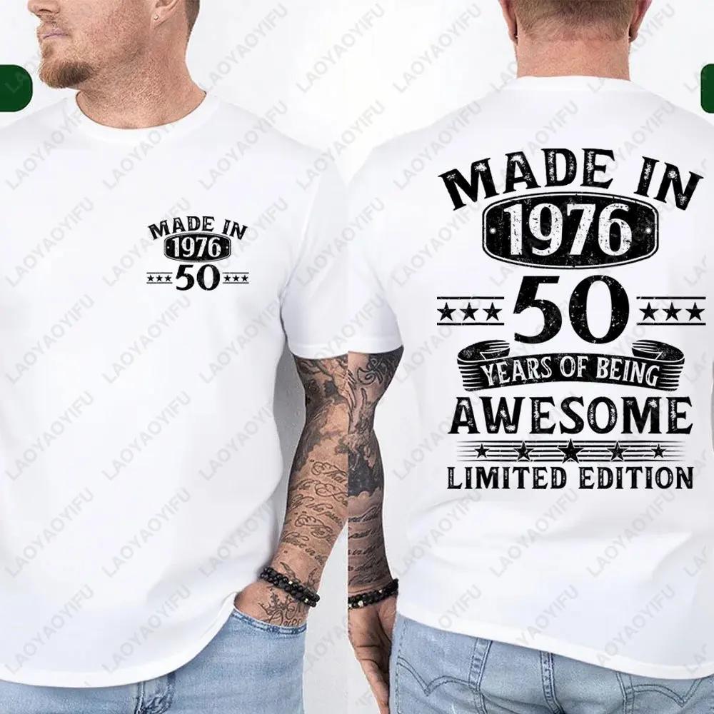 T-shirts graphiques pour hommes, imprimés recto-verso, édition limitée, fabriqués en 1976, 50 ans d'