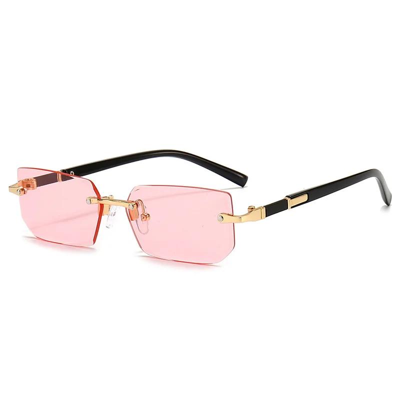 Lunettes de soleil rectangulaires sans bords, mode populaire pour femmes et hommes, petites lunettes
