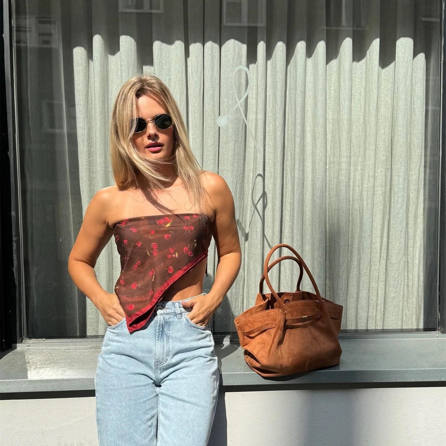 Sac bandoulière grand format en toile et cuir végétalien marron de haute qualité JW PEI pour femme, 