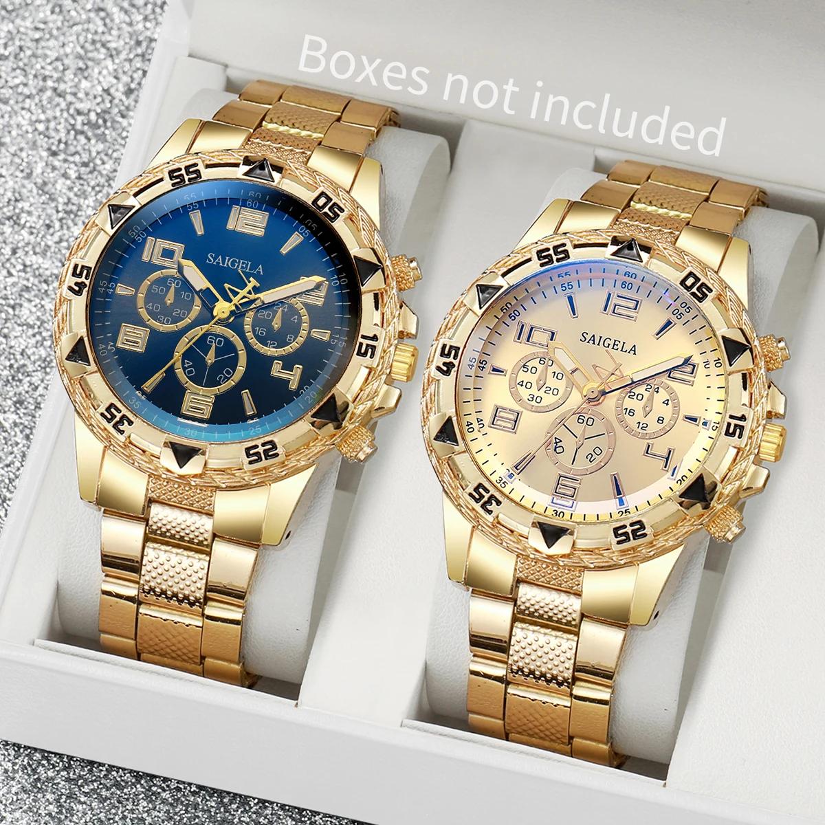 Ensemble de montres à quartz pour hommes d'affaires, cadran arabe, bracelet en acier, mode masculine