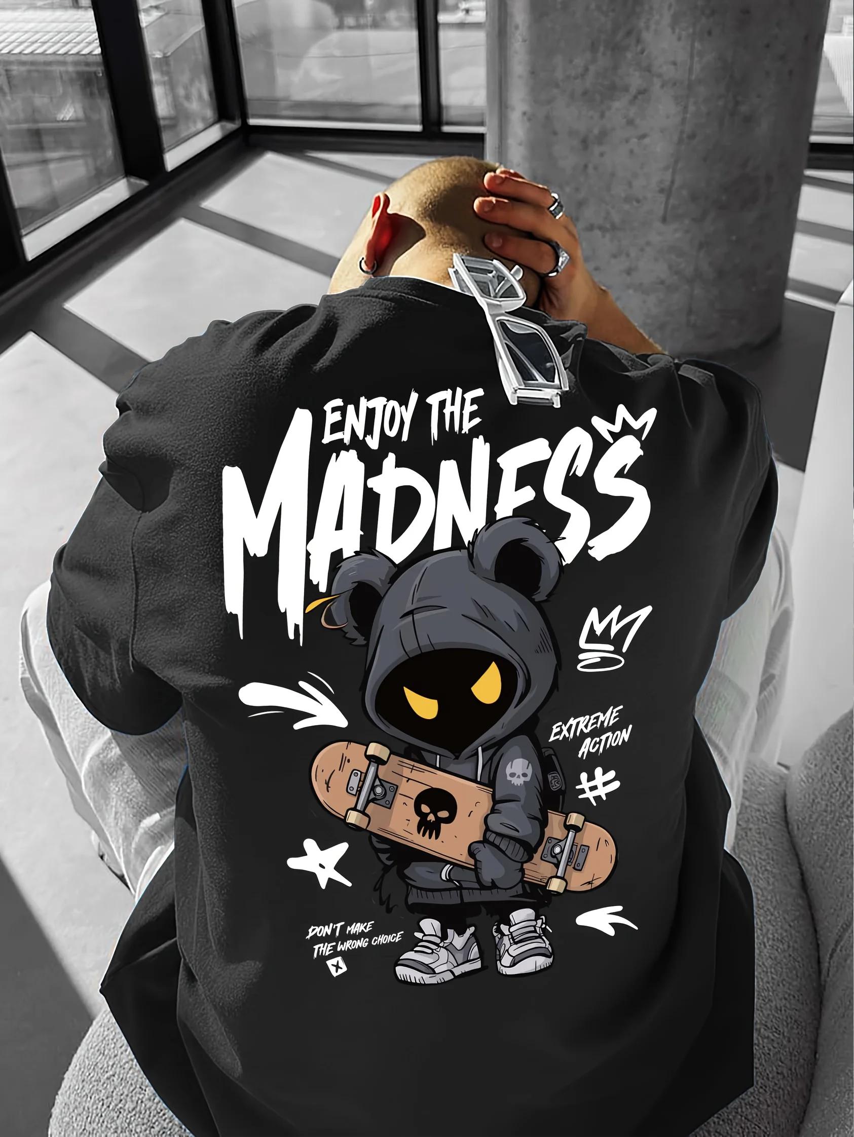 T-shirt col rond pour hommes européens et américains, nouveau design d'été imprimé de dessin animé, 